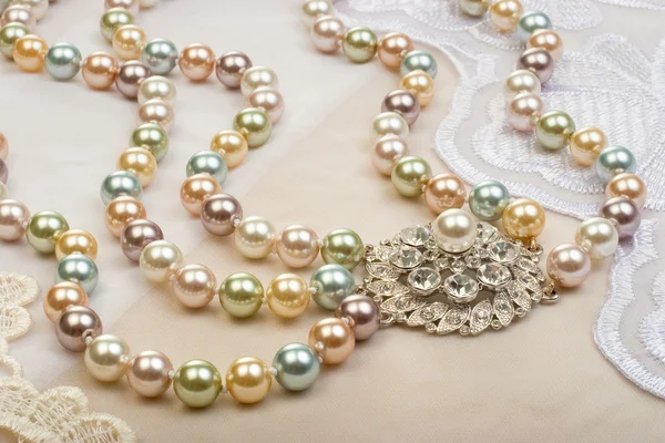 Necklace Lace Background Closeup — Stock Photo, Image