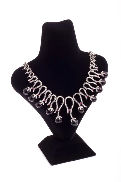 灰色键黒真珠のネックレス — ストック写真