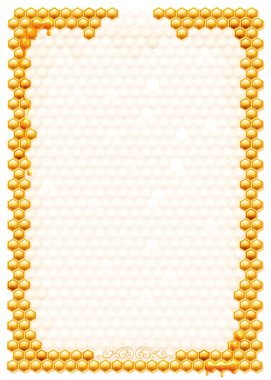 Frame with bee honeycombs isolated on a white background clipart