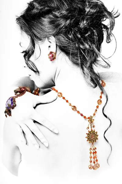 Posing model with jewellery — Stock Photo, Image