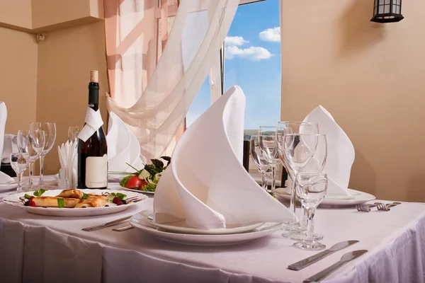 Excellent Served Table Front Window Nice Sight — Stock Photo, Image