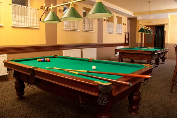 Billiard Tables Hotel Pub — Stock Photo, Image