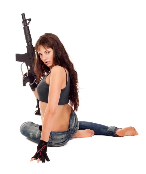 武装の女の子ポーズ — ストック写真