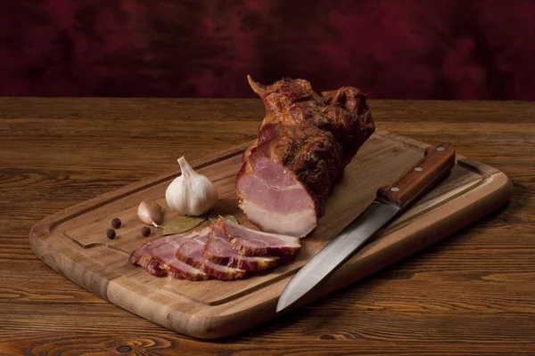 Composition Smoked Ham Table — Stock Photo, Image