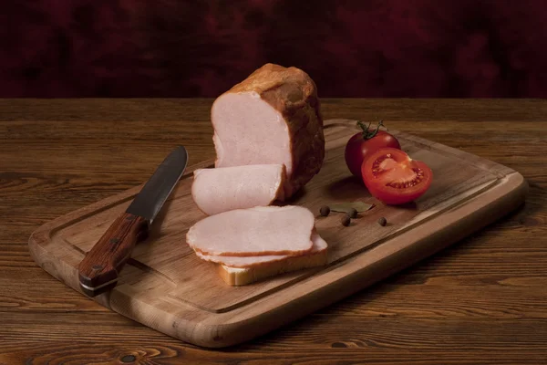 Composition Smoked Ham Table — Stock Photo, Image