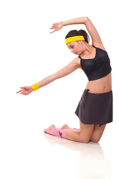 Photo Young Girl Doing Fitness Exercises — Stock Photo, Image