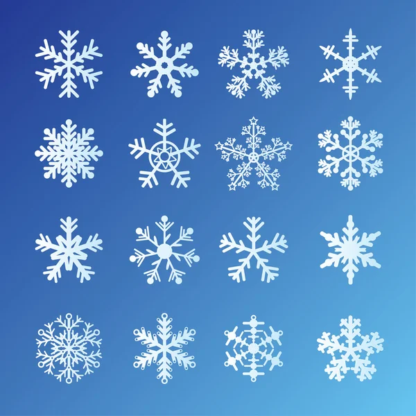 Sneeuwvlokken Ingesteld Blauwe Achtergrond Gemakkelijk Bewerken Van Vector — Stockvector