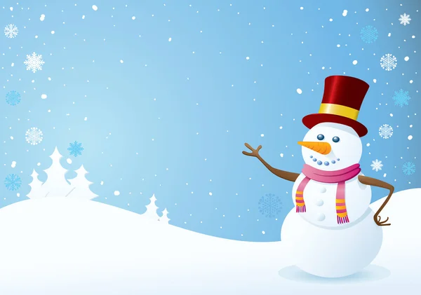 Снеговик Рождественском Фоне Рождественский Фон — стоковый вектор