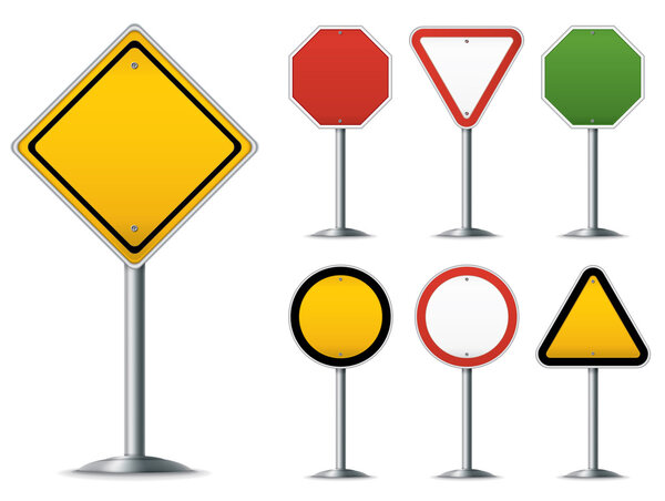 Blank traffic sign set. Easy to edit vector image.