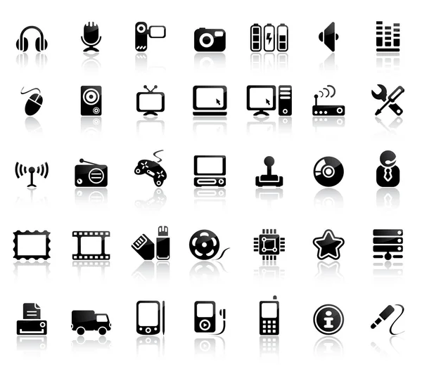Conjunto de iconos de vídeo y audio — Vector de stock