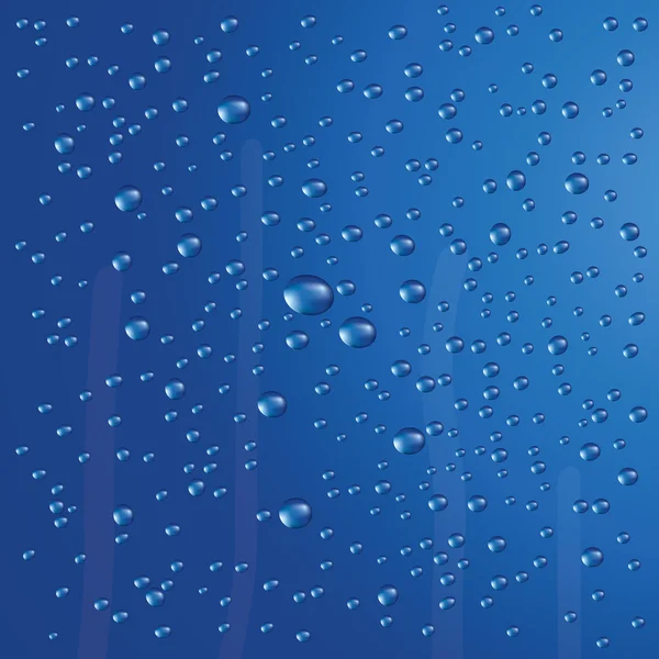 Капли Векторного Дождя Фоне Голубого Стекла — стоковый вектор