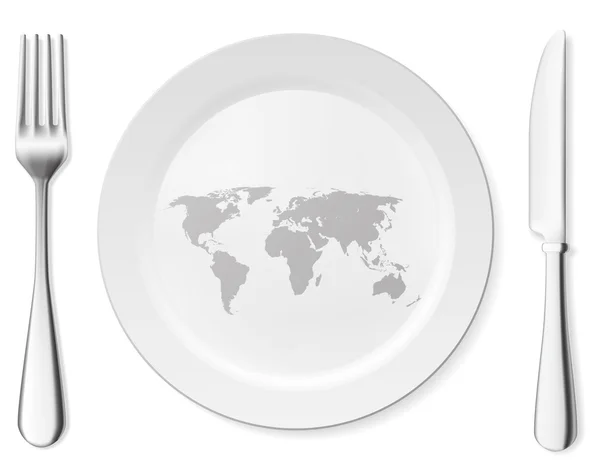 Świat na talerzu biały talerz — Wektor stockowy