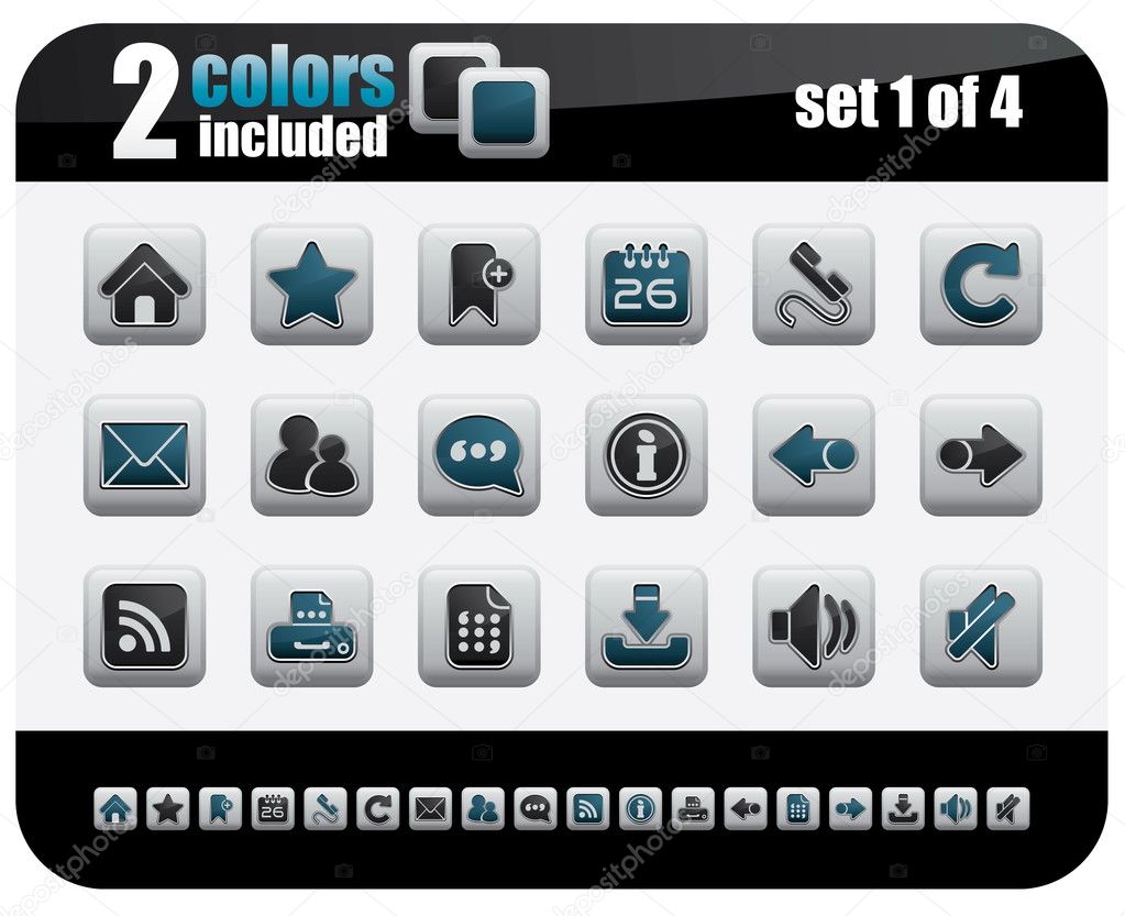 Web Icons Set. Steelo Series. Set 1 of 4.
