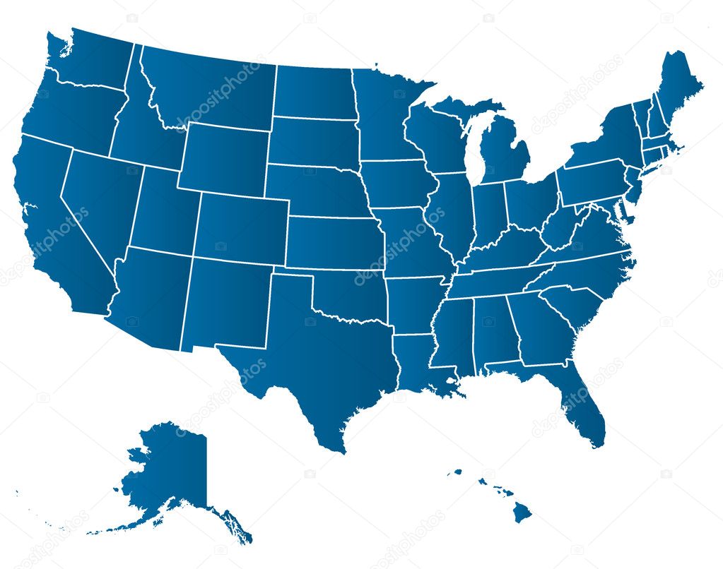 vector united states map with blue