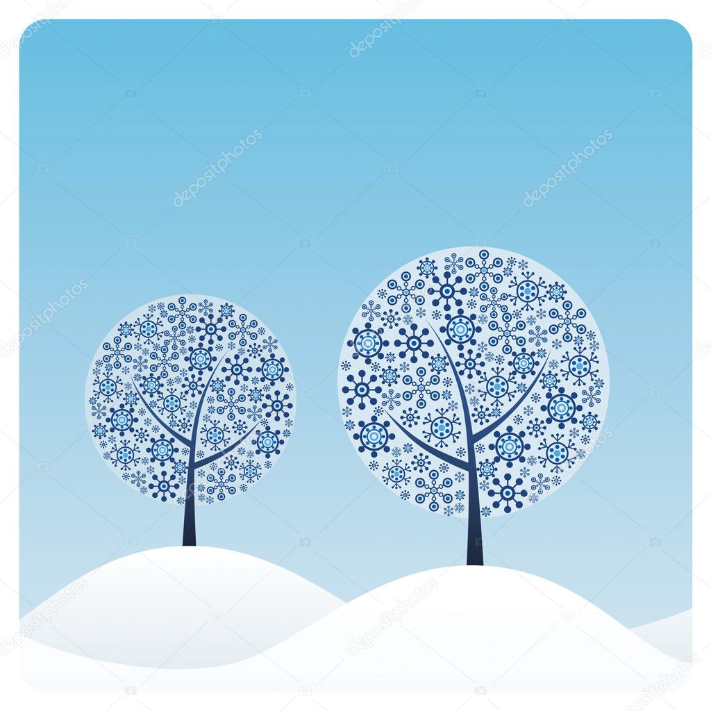 Winter Trees. Easy to edit vector image.