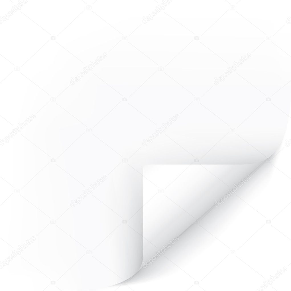 White Page Corner. Easy To Edit Vector Image. Ready For Your Message.