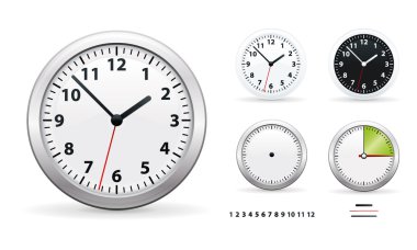 A vector illustration of a wall office clocks. clipart