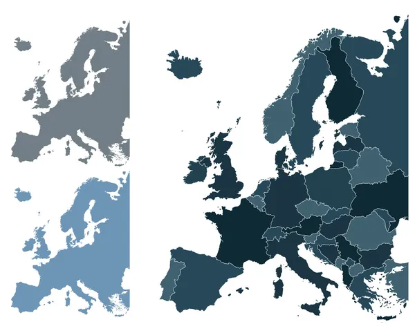 Conjunto Mapas Vectoriales Europa Altamente Detallados — Vector de stock