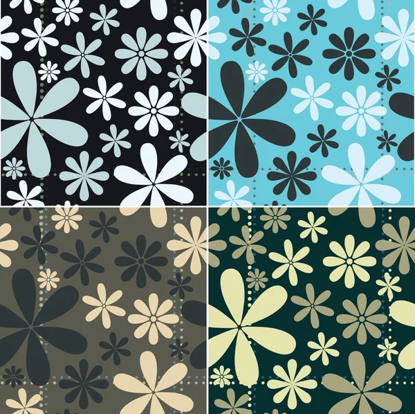 Conjunto de patrón floral retro — Archivo Imágenes Vectoriales