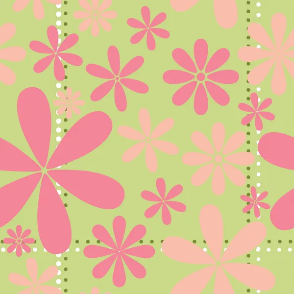Pink Retro Floral Pattern — Stock Vector