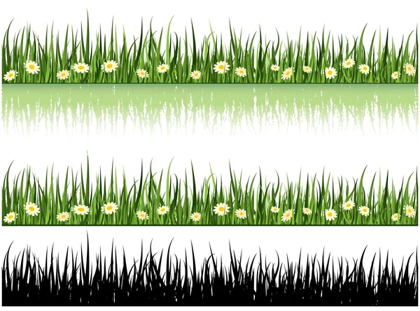 stock vector Grass And Flowers Vector Set. nature Collection