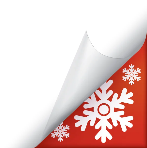 Copos de nieve página curva esquina — Vector de stock