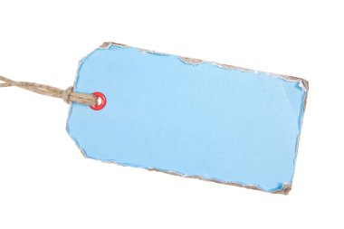 hafif mavi karton etiket üzerinde beyaz izole