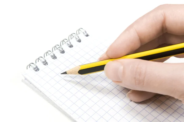 Bloco Notas Lápis Mão Série Escritórios — Fotografia de Stock