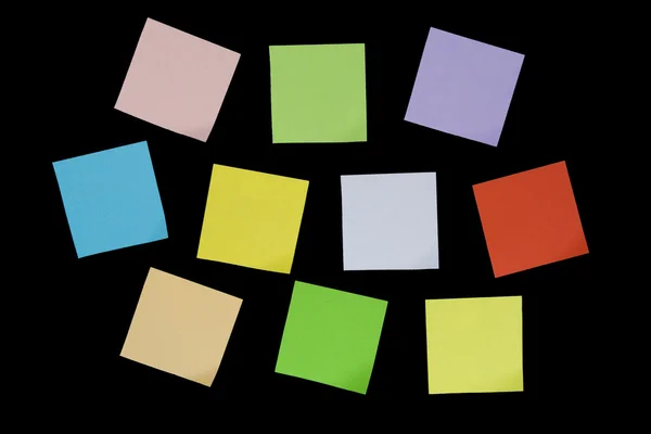 Colorfull Anteckningar Isolerad Svart Bakgrund — Stockfoto