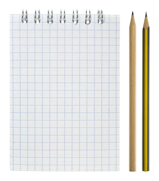 Schreibset Vorhanden Sehr Detaillierter Notizblock Und Bleistifte Isoliert Auf Weißem — Stockfoto