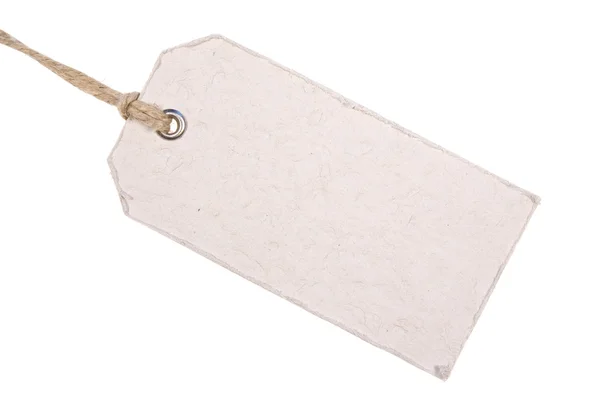Étiquette Carton Blanc Isolée Sur Fond Blanc — Photo