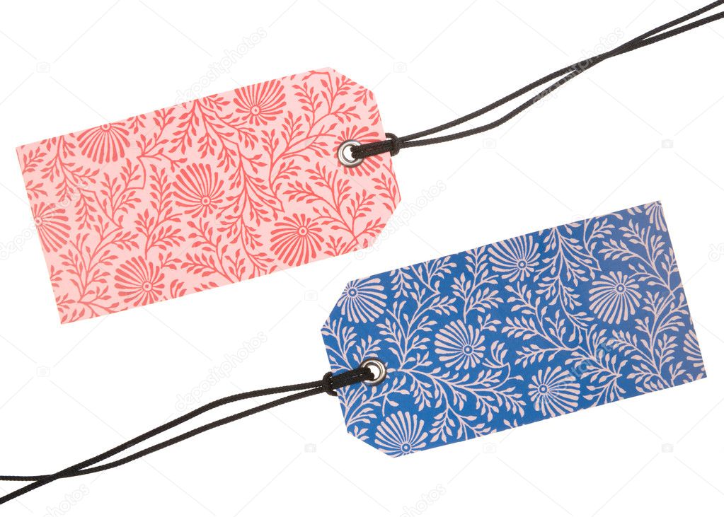 Set of Tags with Floral Ornament