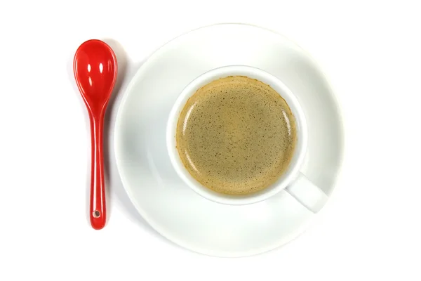 Cofee Cup Con Cuchara Aislada Sobre Fondo Blanco — Foto de Stock
