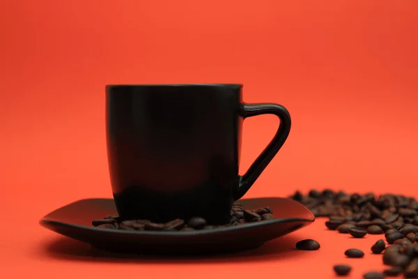 Kahve Fincanı Kahve Çekirdekleri Arka Plan — Stok fotoğraf