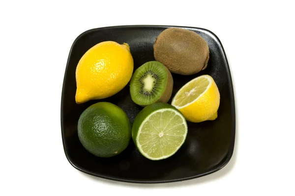 Fruit Plate Isolated White — Stock Photo, Image