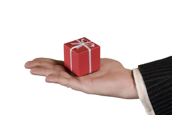 Geschenkbox Zur Hand Isoliert Auf Weißem Hintergrund — Stockfoto