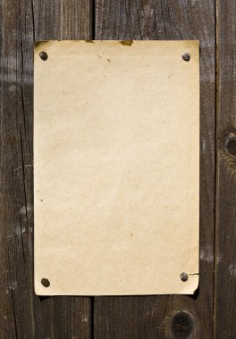 Old Style Retro Paper On Wooden Wall. Ready For Your Message. clipart