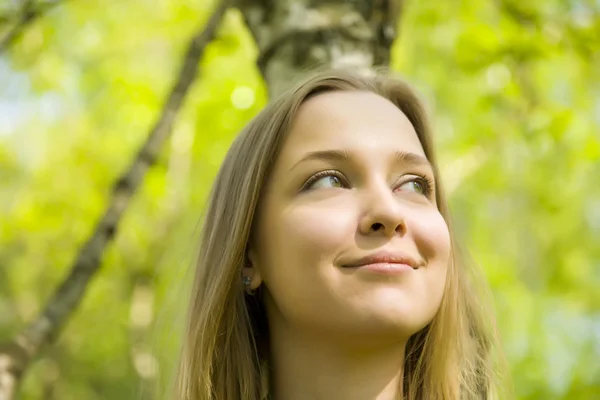 Young Blond Woman Forest Stock Image