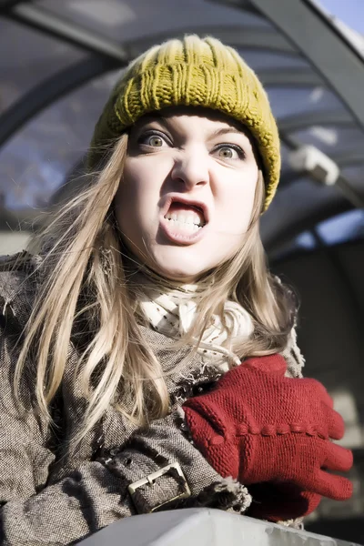 Öfkeli Kadın Yakın Çekim Portre — Stok fotoğraf