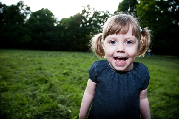 Щаслива Дівчина Крупним Планом Портрет Відкритому Повітрі — стокове фото