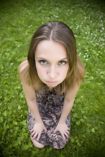 Funny Girl Brown Eyes Outdoors — Stock Photo, Image