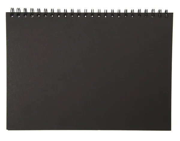 白い背景上に分離されて黒のメモ帳 — ストック写真