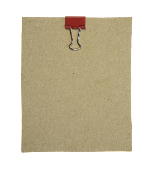 Mémo Carton Avec Clip Métal Rouge — Photo