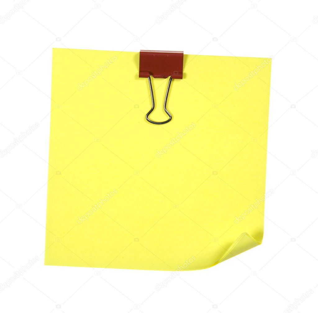 Note With Red Clip Isolated