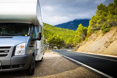 Motor Home Near The Road clipart