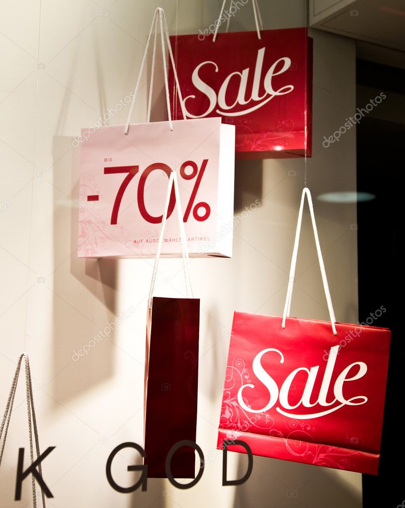 Shopping Bags With Sale Sign