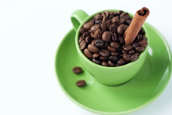 Koffie Bonen Een Groene Kopje — Stockfoto