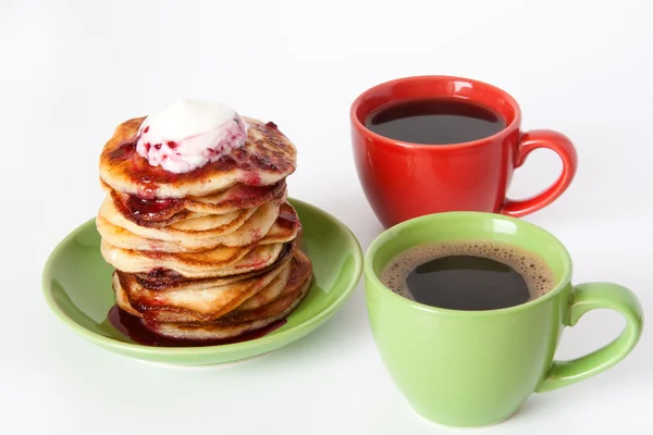 Pancake e caffè per la prima colazione — Foto Stock