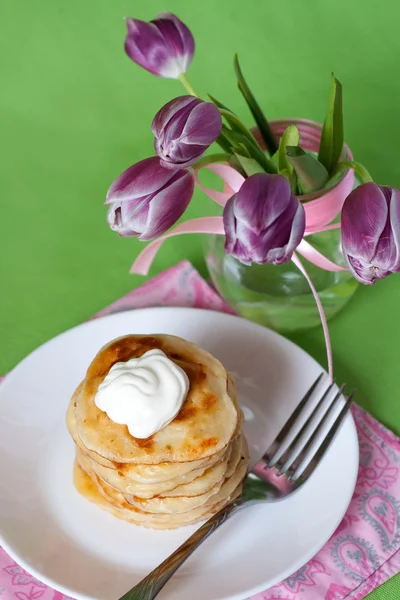 Pancakes for breakfast — Stock Photo, Image