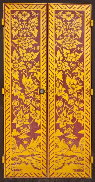 Door Ancient Art Thailand — Stock Photo, Image
